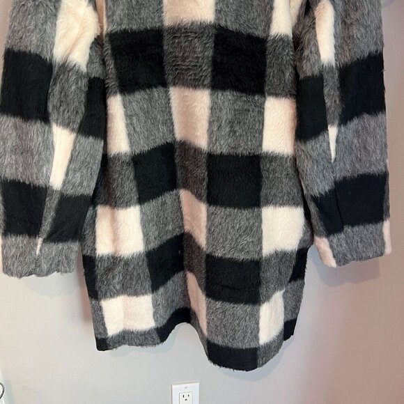 Marine Layer Stephanie Cocoon Coat Extra Large Black White Buffalo - Picture 7 of 11